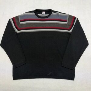 VTG Anchor Blue Sweater Mens XL Gray Long Sleeve Thermal Knit Striped Colorblock